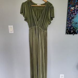 Floor length olive green dress